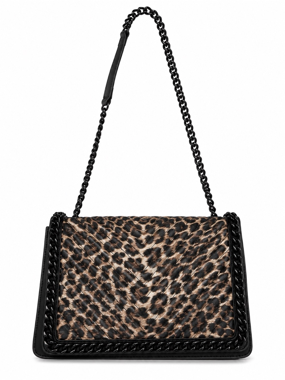 Aldo Leopard Print Shoulder Bag with Black Trim and Chain
